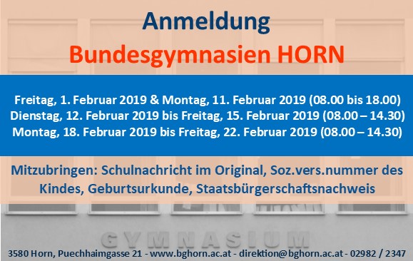 Anmeldung Gymnasium Horn